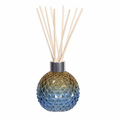 Blue & Amber Decorative Glass Diffuser Bottle & 50 Rattan Reeds