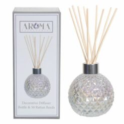Clear Decorative Glass Diffuser Bottle & 50 Rattan Reeds