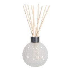 White Frosted Decorative Glass Diffuser Bottle & 50 Rattan Reeds