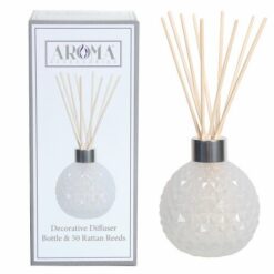 Frosted Decorative Glass Diffuser Bottle & 50 Rattan Reeds