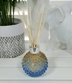 Blue & Amber Decorative Glass Diffuser Bottle & 50 Rattan Reeds