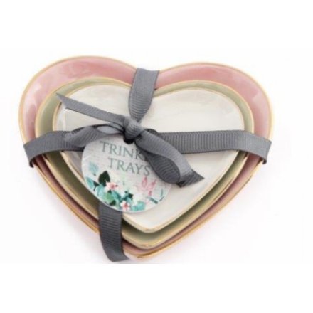 56874 Set of 3 Heart Trinkets Dishes - 11.5cm